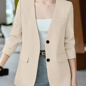 Autumn Coats Solid Thin Jackets Elegant Women V Neck Long Sleeve Blazer 2024 ZANZEA Fashion Woman OL Work Blazer Casual Outwears