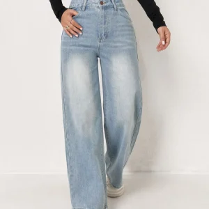 European and N Trend Washed Blue Wide Leg Jeans Women Jeans Women Comfortable Fashion All-matching Trend Jeans